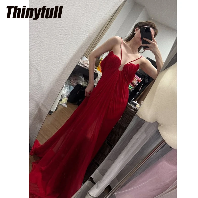 

Thinyfull Chiffon Prom Dresses 2026 Sweetheart Sleeveless Holiday Style Dress vestidos elegantes Robe De Soirée Customized
