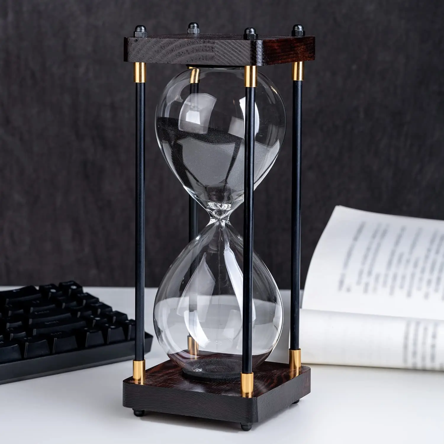 

Elegant 30-Minute Hourglass Timer with Decorative Wooden Frame Multi-Color Party Table Centerpiece 1pc