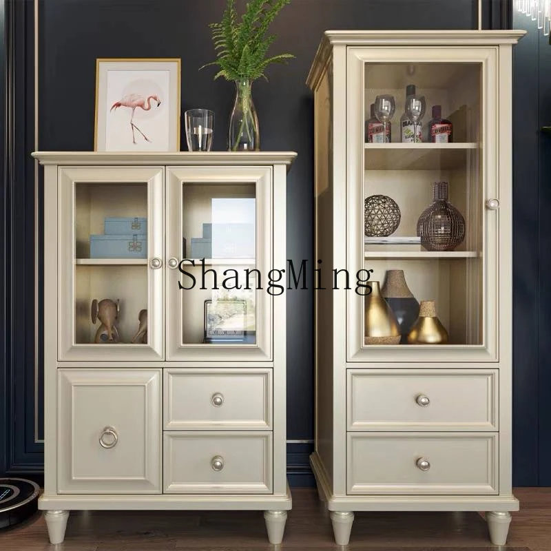 

SM glass wine against the wall living room display cabinet solid wood storage display side cabinet