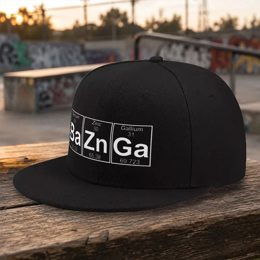 Bazinga Periodic Table Baseball Cap Unisex Adjustable Flat Brim Hat for Running Fitness Travel Science Gifts