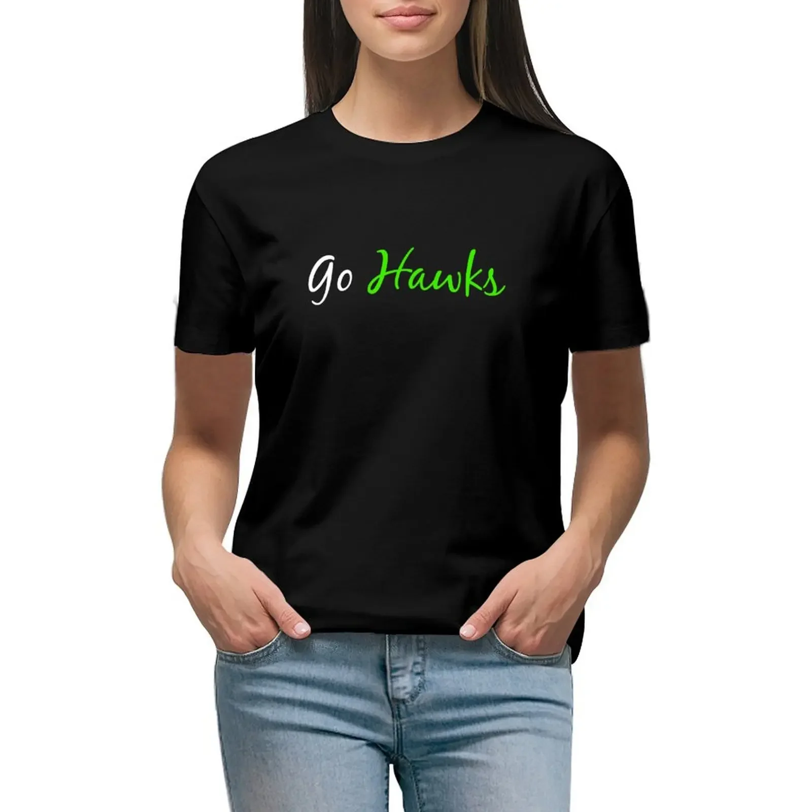 

Go Hawks T-shirt Blouse vintage clothes t shirt for Women