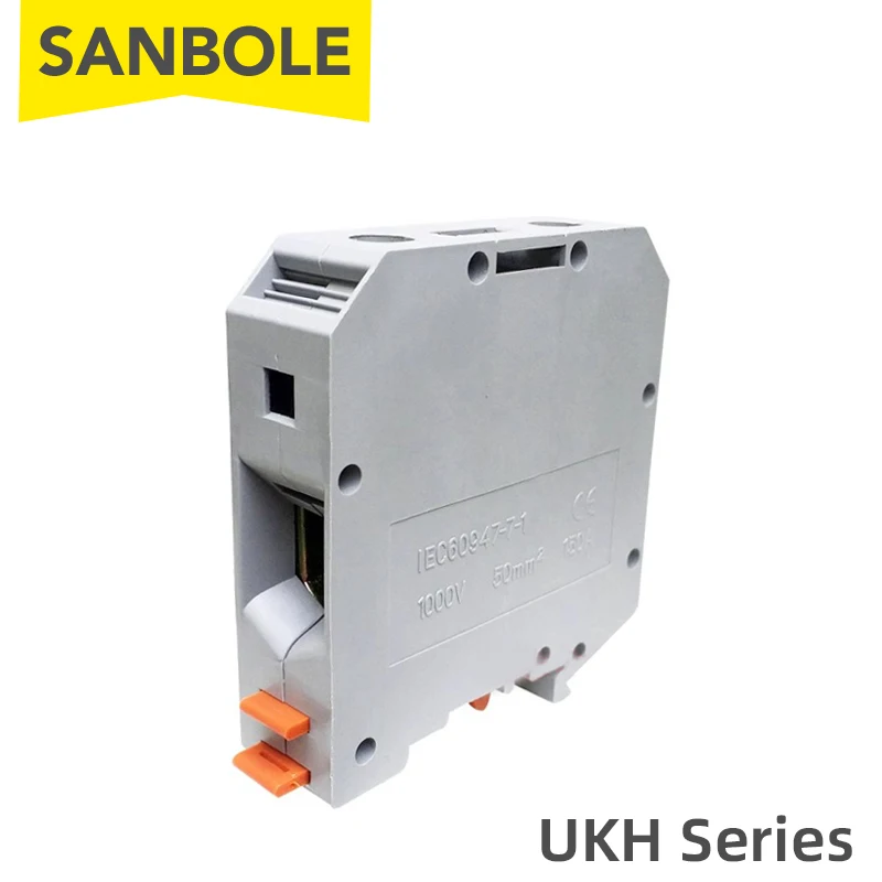 

UKH-50N DIN Rail Mounted 50/95/150mm2 Terminal Block Connection Electrical Conductor Clipline Wiring Barrier 1000V