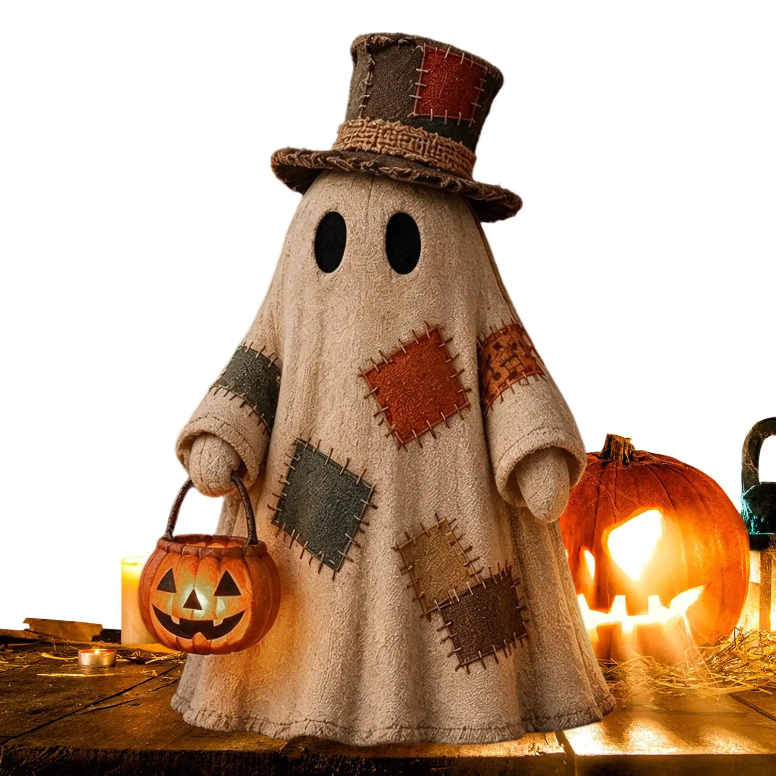 Patch work Ghost Halloween Decoration Cute Spooky Vintage Ghost Table Decoration Autumn Storage Rack Wall Stove Center Decor