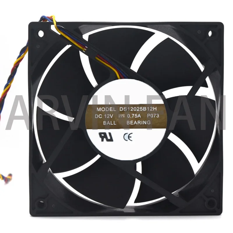 

PWM Fan DS12025B12H 120X120X25mm DC 12V 0.75A 2 Ball Bearing Fan High Speed CFM Airflow Axial Cooling 12cm