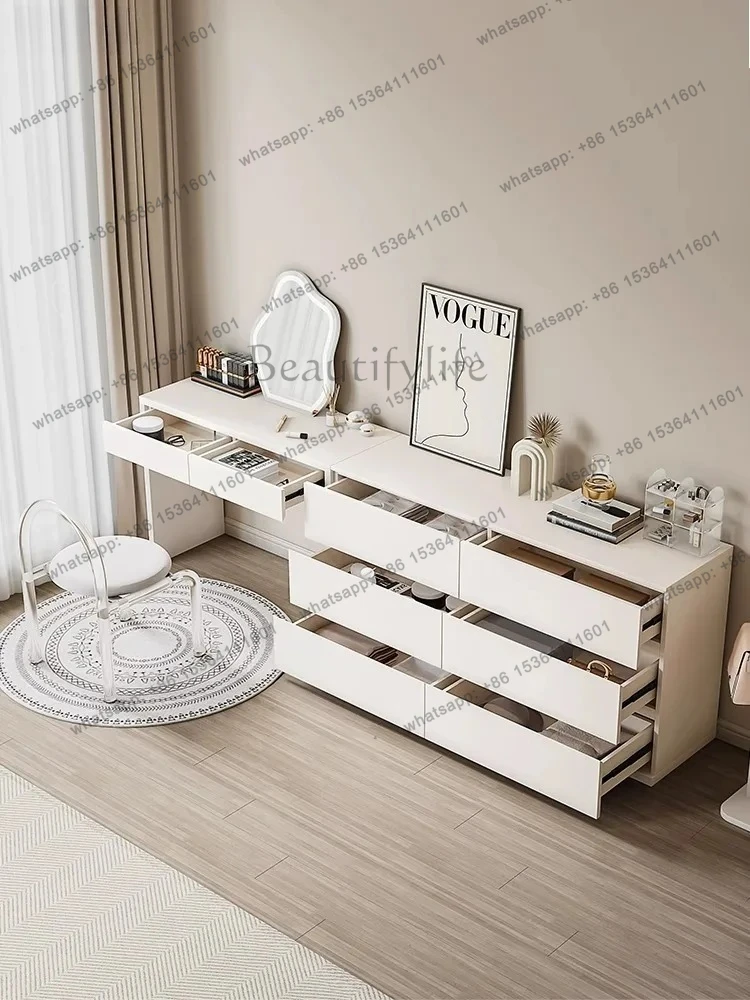 solid wood dresser modern bedroom simple bedside storage cabinet chest integrated small apartment makeup table