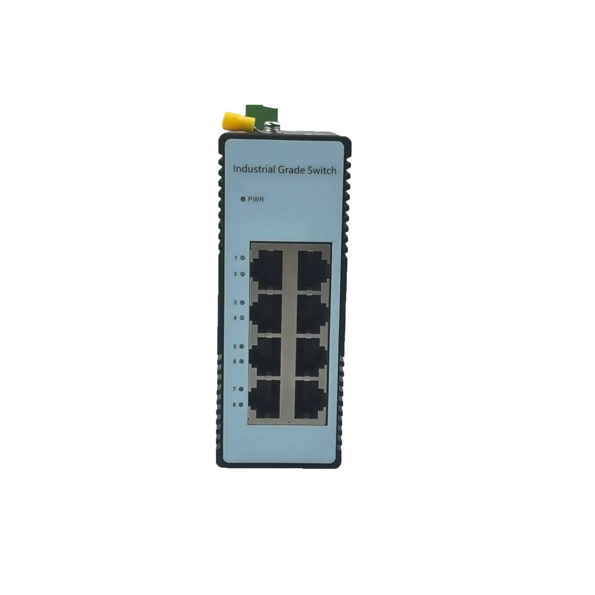 Switch Ethernet Gigabit industrial de 8 portas, 8 × 10/100/1000Base-T RJ45, ampla temperatura operacional -40 ~ 85 ℃ , IP40, montagem em trilho DIN