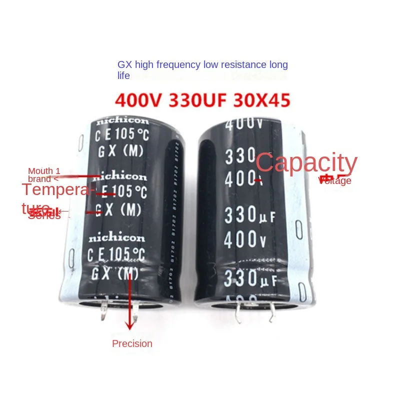 (1PCS) 400V 330UF 30X45 nichicon electrolytic capacitor 330UF400V 30 * 45 GX high frequency low resistance