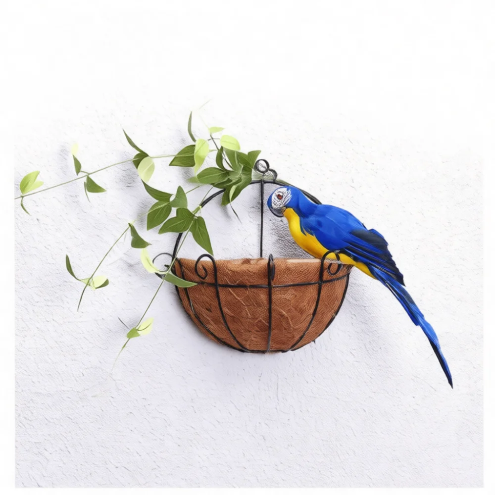 Realistic Feather Bird Statue Creative Parrot Figurine For Outdoor Garden Yard Lawn Decor Handcrafted Animal Craft Ornament