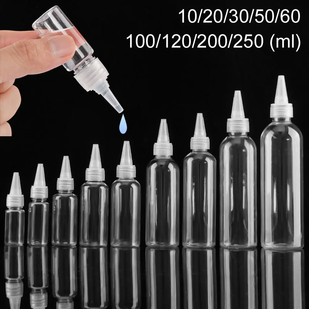 5pcs Empty Dropper Bottle PE plastic glue bottles with Screw-On Lids Squeezable Liquid Ink Refillable Squeeze Bottle 10-250ml