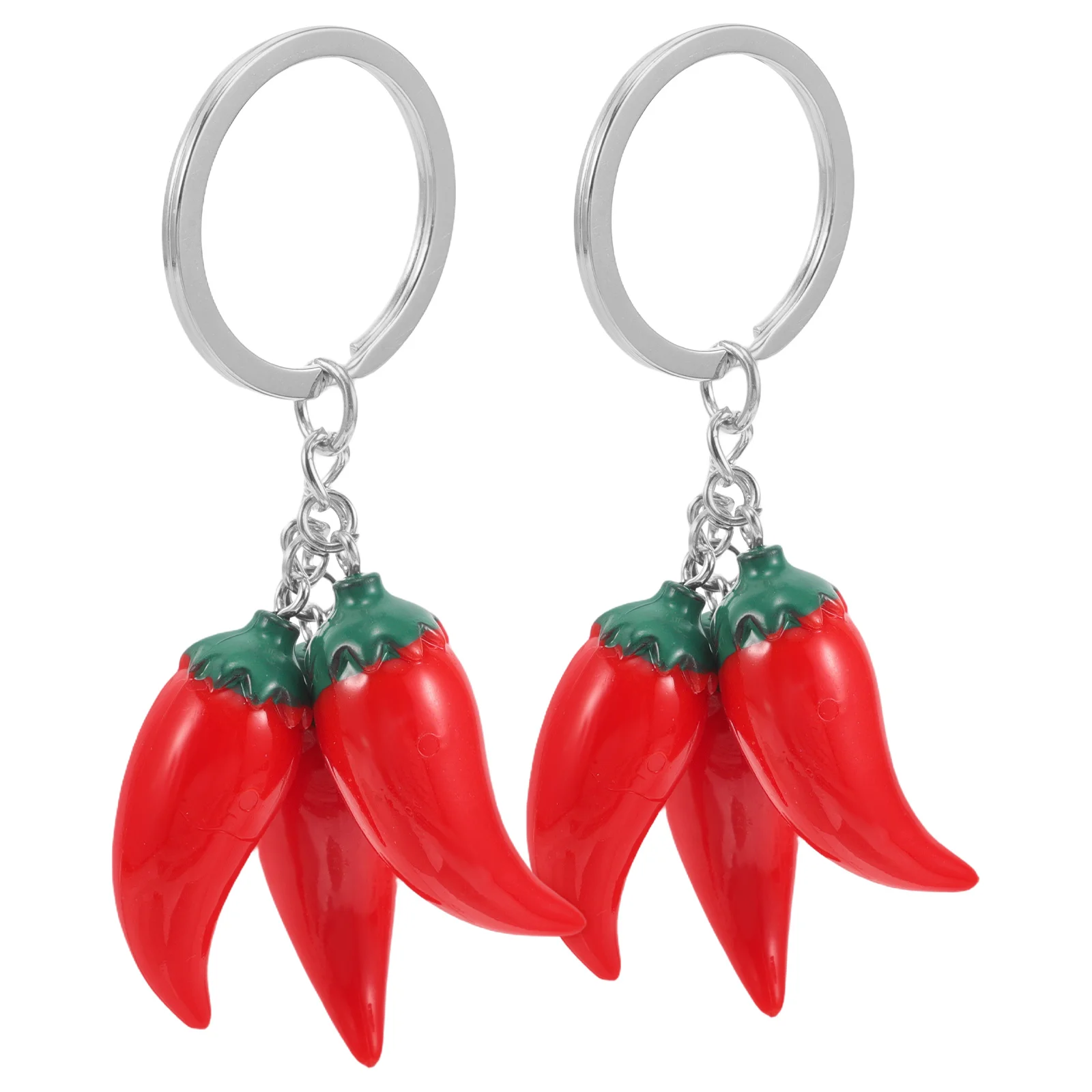 2 Pcs Keychain Realistic Charm Keychains Pepper Fruit Style Keychain Chilli Girl Resin Fruit Keychains Gifts