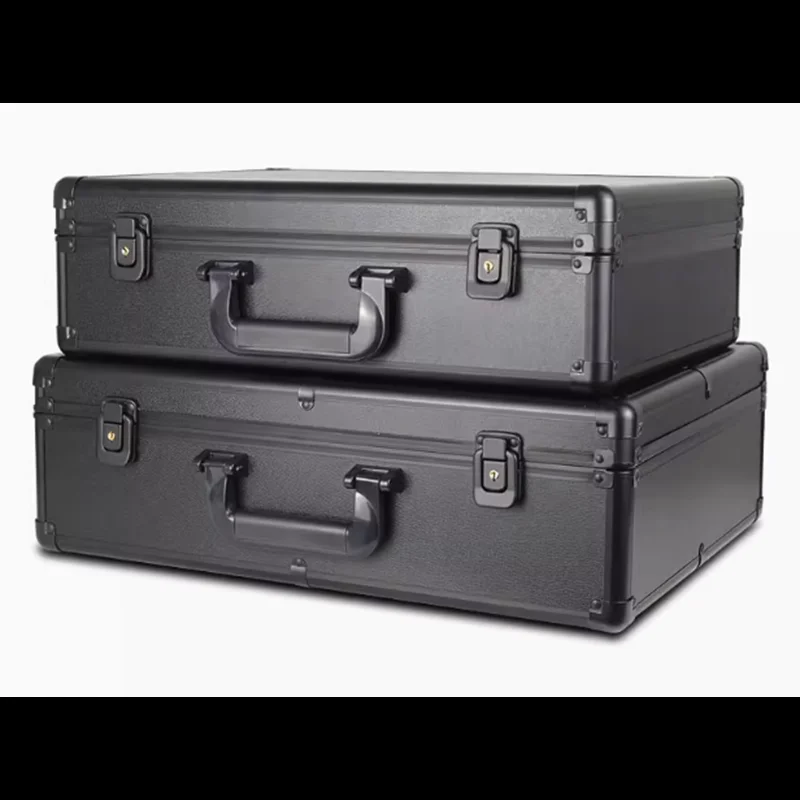 Полностью черный чехол из алюминиевого сплава для деловых наличных документов, утолщенный ящик для хранения мелких предметов, оборудование и ящик для инструментов