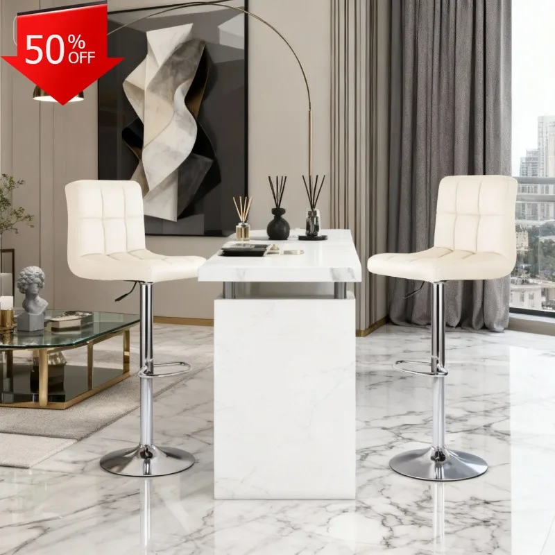 

Scandinavian Bar Stool Chair Modern Design Leather Swivel Adjustable for Kitchen Restaurant Office Cadeira Living Barstools