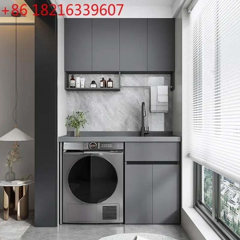 Balcony laundry cabinet integrated basin laundry pool slot with rubbing board roller laundry