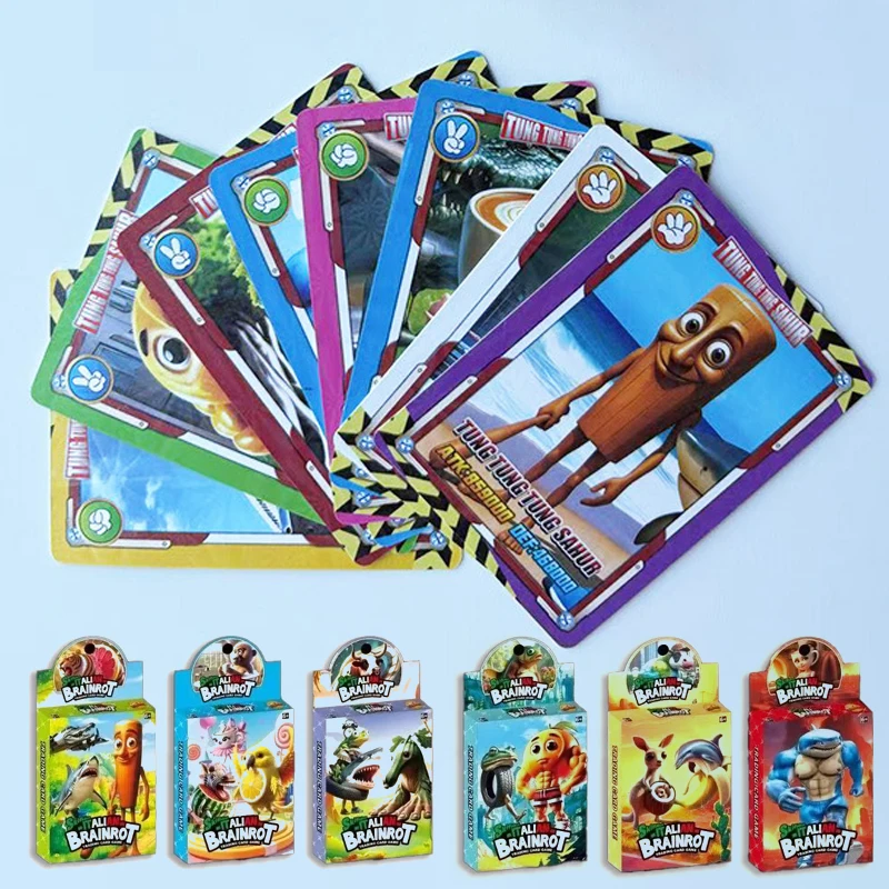 

24 шт., итальянские коллекционные карты Brainrot, Tralalero Tralala Tungtungtungsahur, лазерная классическая игрушка, подарки на Рождество и Хэллоуин для детей