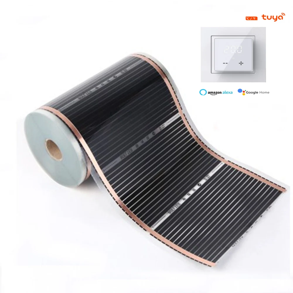 Infrared Heating Film With Smart Wifi thermostat 400w/m2 Warm Floor Mat Kits for Home underfloor heating width 50cm