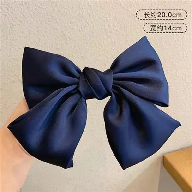 Lieve Vrouwen Kinderen Meisje Lente Clip Boog Elegante Chique Paardenstaart Clip Barrettet Retro Satijnen Strik Haarclip Meisje Hoofddeksels Accessoires