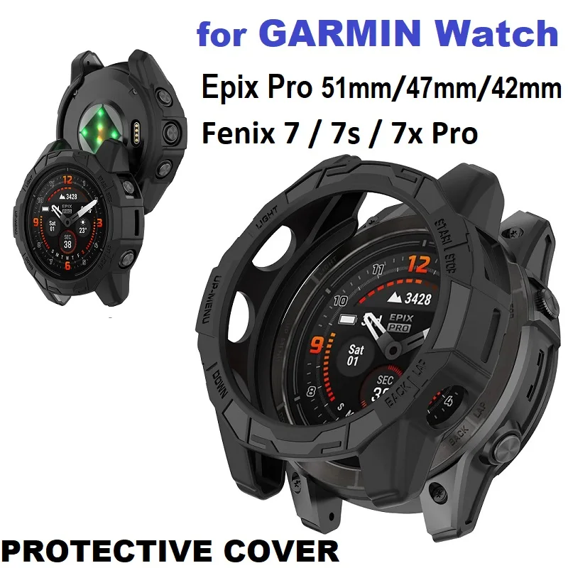 Capa protetora para Garmin Epix Pro, amortecedor de TPU macio, estojo protetor à prova de choque, Fenix 7, 7s, 7x Pro relógio inteligente, 51mm, 47mm