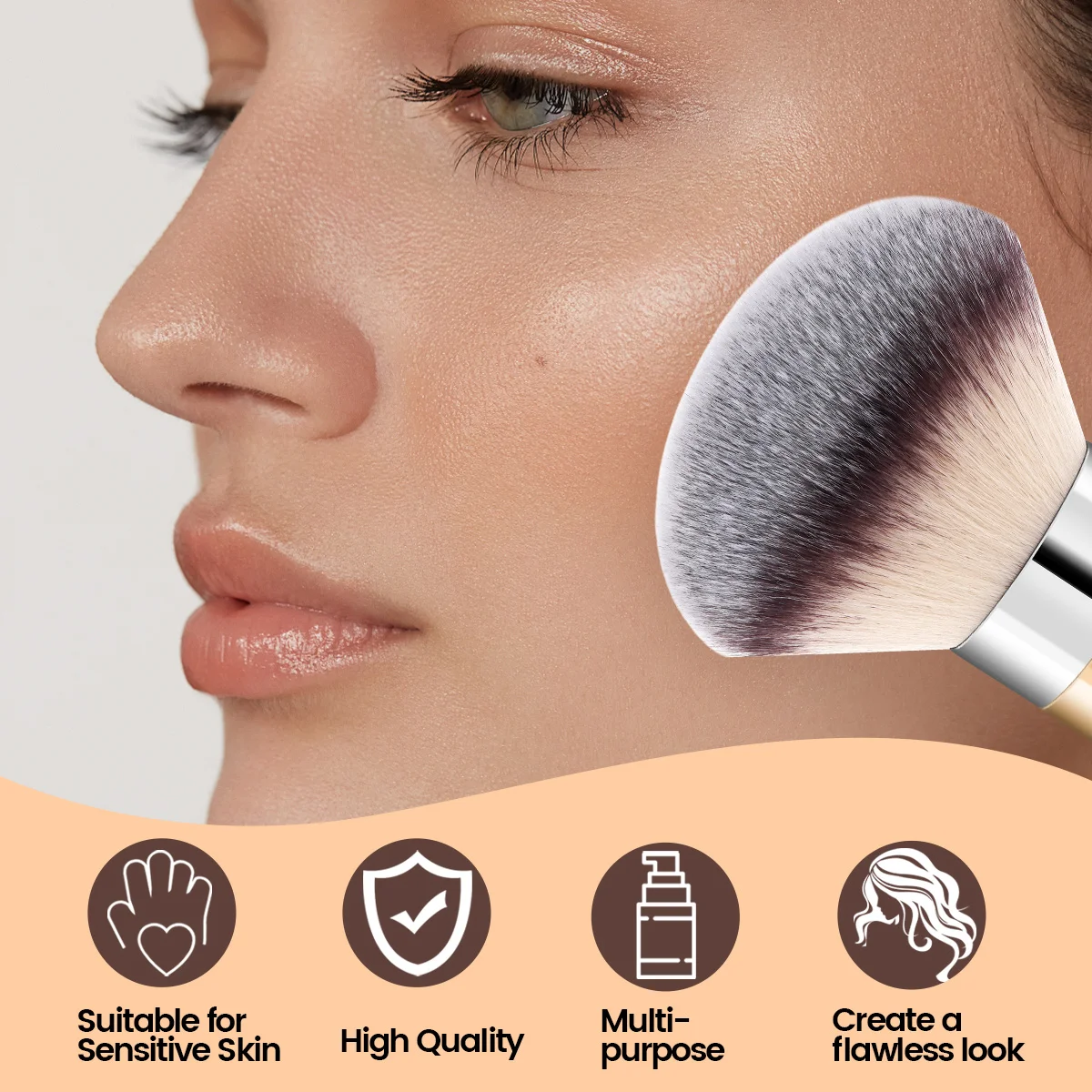 MAANGE Professional Powder Makeup Brush Evenly Kabuki Mineral Powder Brush Premium Handle Soft Dense Hair for Makeup Gift Beauty