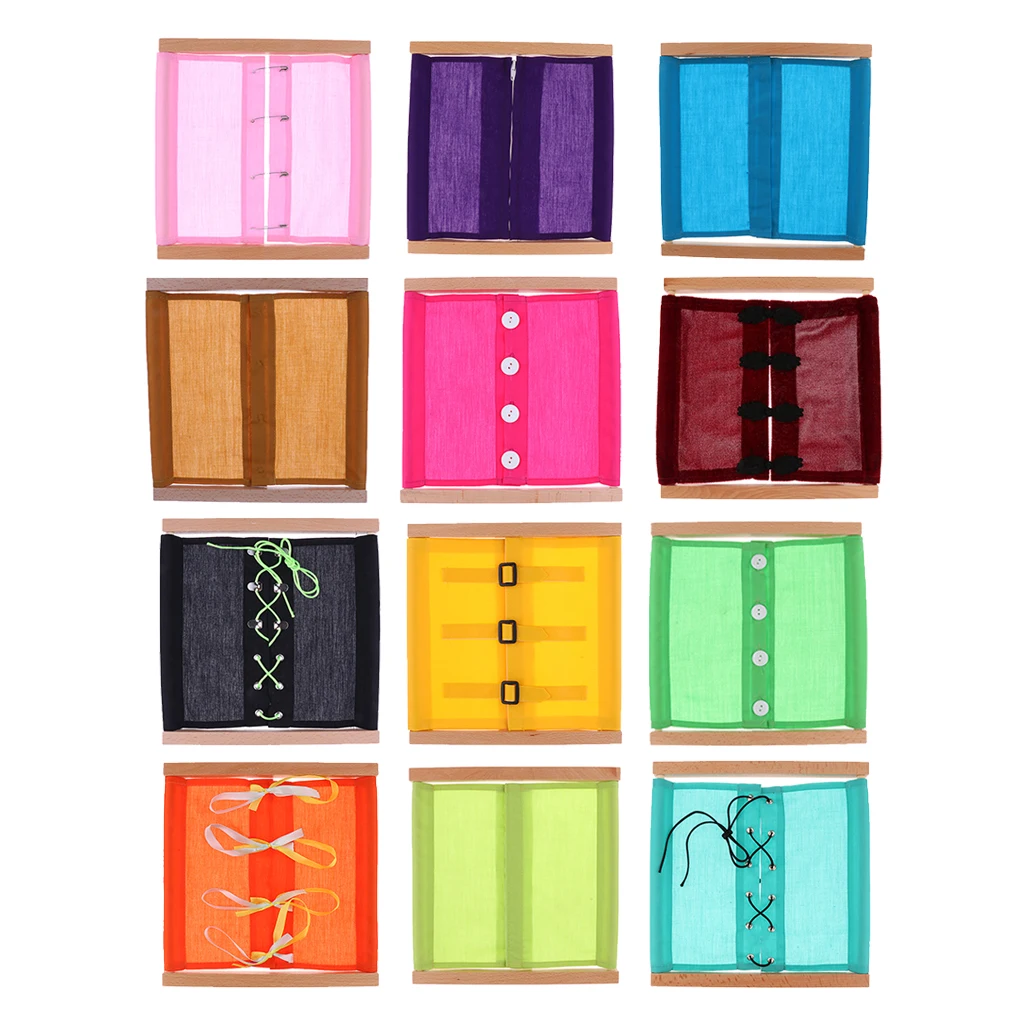 Quality 12 Pack Montessori Wooden Material-Dressing Frame Kids Early Educational Toys