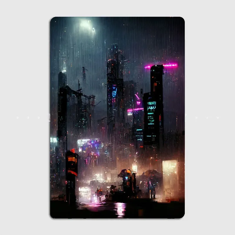 Cyberpunk Cityscape V Create A Cozy Room With Knight Artistic Panel Featuring Characters And Scenery