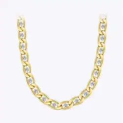 ENFASHION Luxurious Zircons Chain Necklace For Women Gold Color Necklaces Stainless Steel Collar Choker Fashion Jewelry P213192