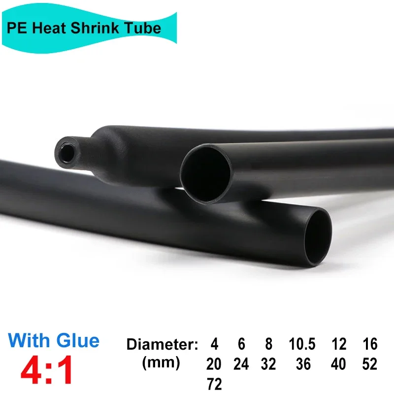 1~25M 4:1 Heat Shrink Tube With Glue Thermoretractile Heat Shrinkable Tubing Dual Wall Heat Shrink Tubing 4 6 8 12 24 40 52 72