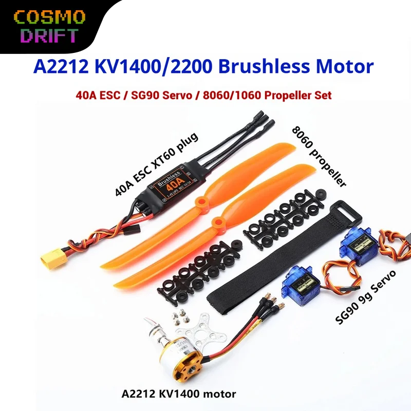 

A2212 Комбинированный бесщеточный двигатель 1400KV 2200KV с 40A ESC + сервоприводом SG90 + набор пропеллеров 8060/1060 для радиоуправляемых самолетов с неподвижным крылом