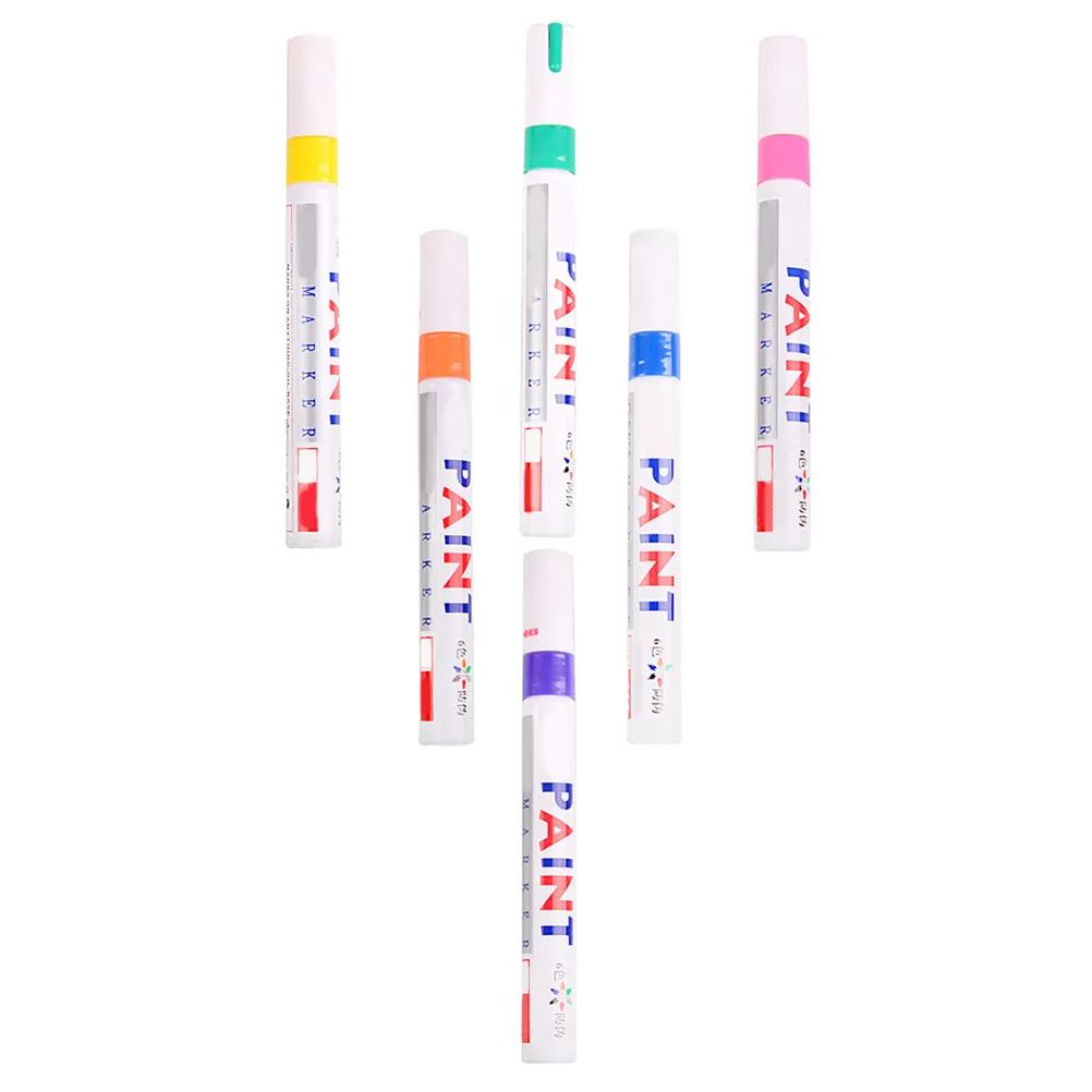 6Pcs Industrial Grade Paint Pens Color Markers for Scratch Repair Car Painting Graffiti Art Home Office Use Quick Dry Acrylic