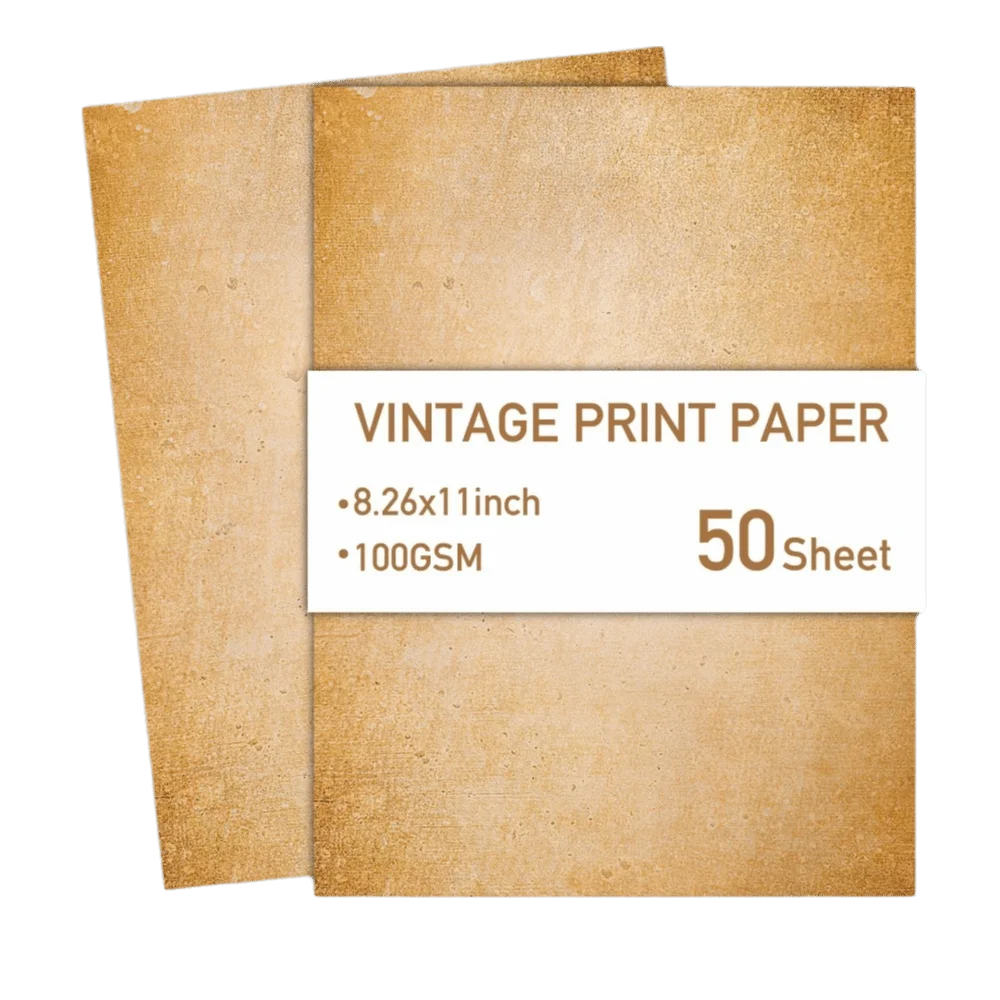 50Pcs Retro Style Paper Material Letter Paper A4 Size Double Sided A4 Writing Paper 50 Sheets Vintage Note Sheet DIY Decoration