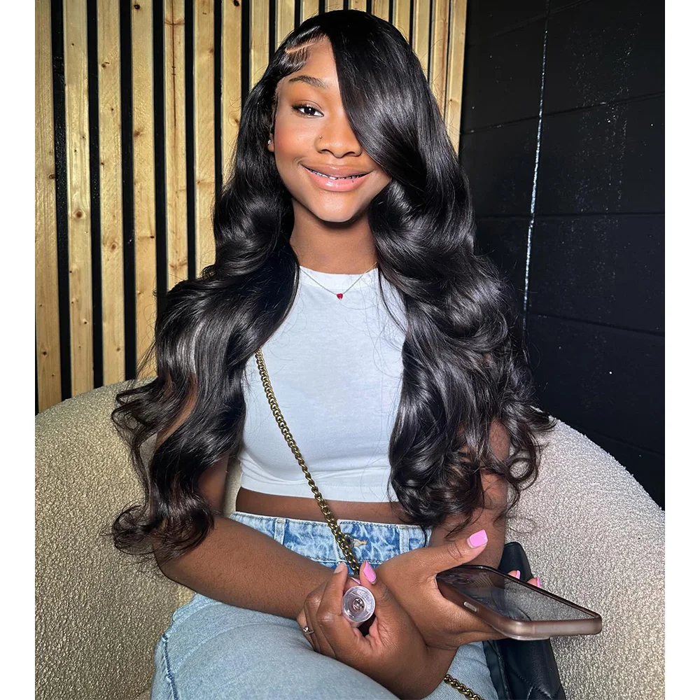 Linhua Body Wave 13x4 Transparent Lace Wigs Chocolate Brown Colored Remy 12A 13x6 Lace Frontal Wig Preplucked 4x4/5x5 Lace Wig