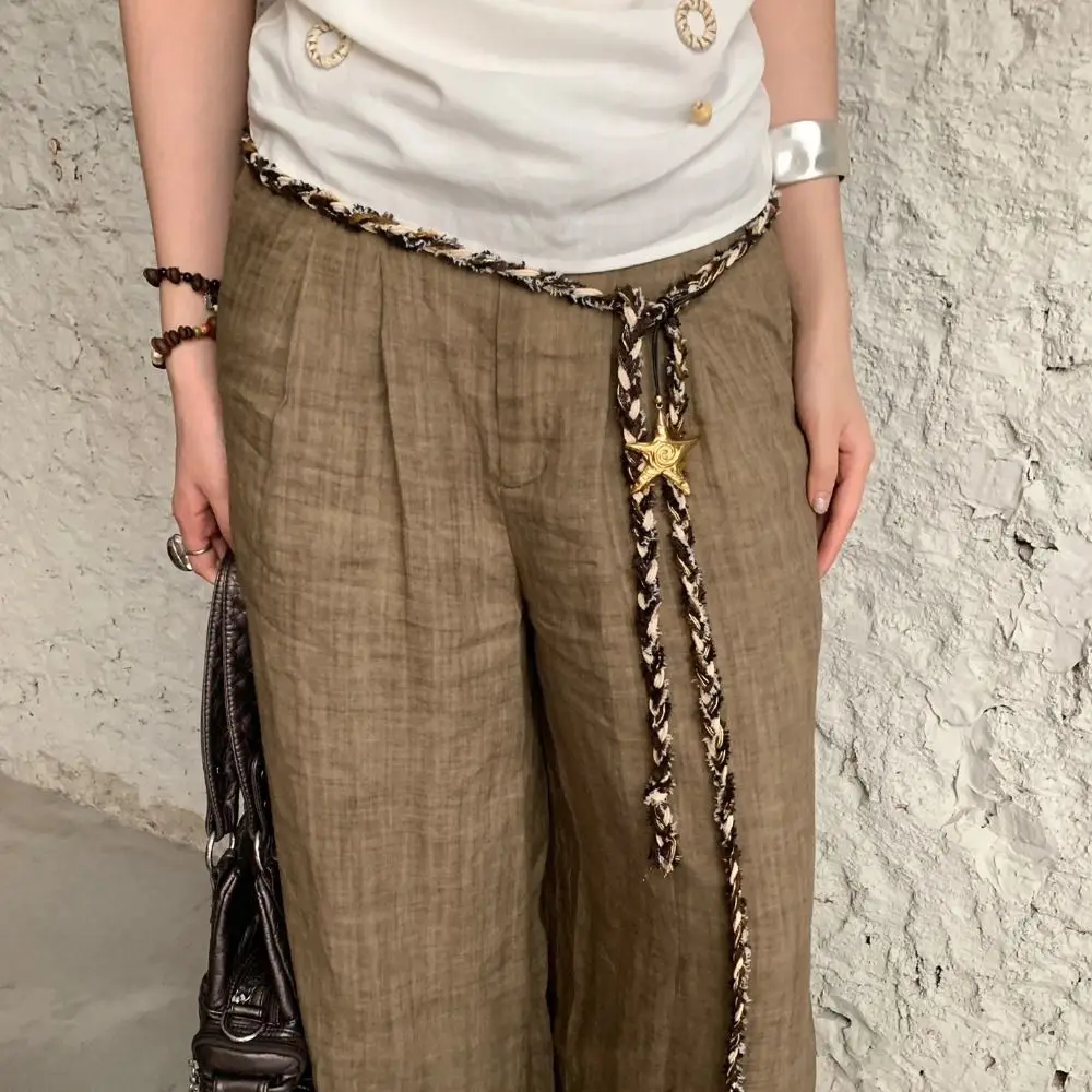 新しいヴィンテージカラーベルトロープクラッシュ編組ボヘミアンビーズウエストチェーンヒトデペンダント装飾ベルト男性女性