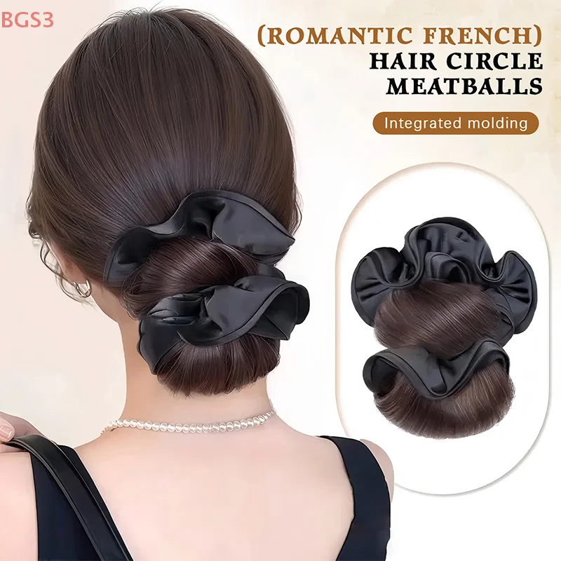 

New Synthetic Hair Bun Claw Clip With Hair Band Natural Wig Hair Clip Fluffy Brown Black Bun Head Wig Hair Accessories