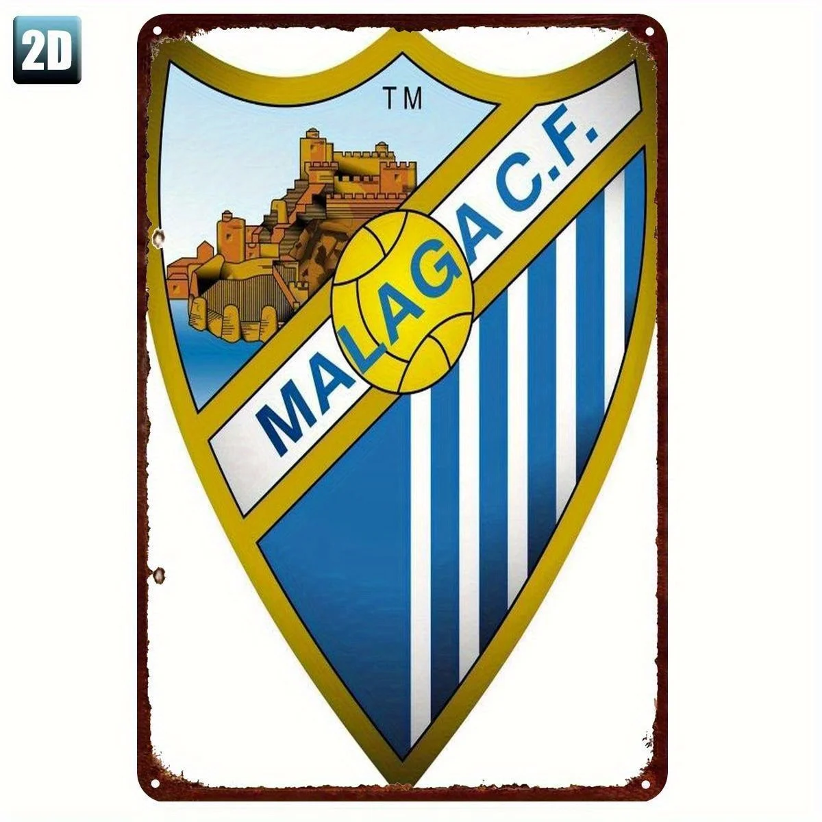 Malaga CF Official Soccer Club Emblem Tin Sign - Vintage Spanish Football Team Metal Wall Decor