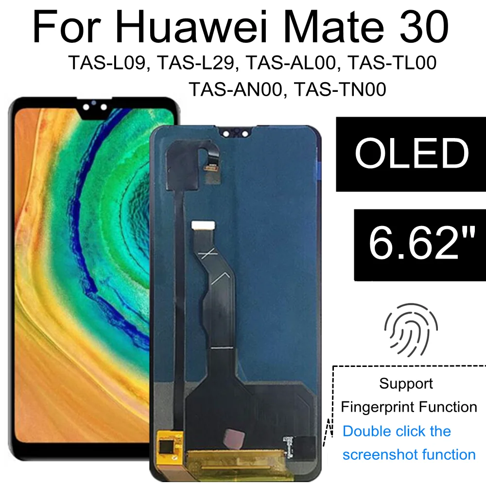 6.62  OLED LCD For Huawei Mate 30 5G LCD Display Touch Screen Assembly Replacement For Huawei TAS-L09 TAS-L29 LCD