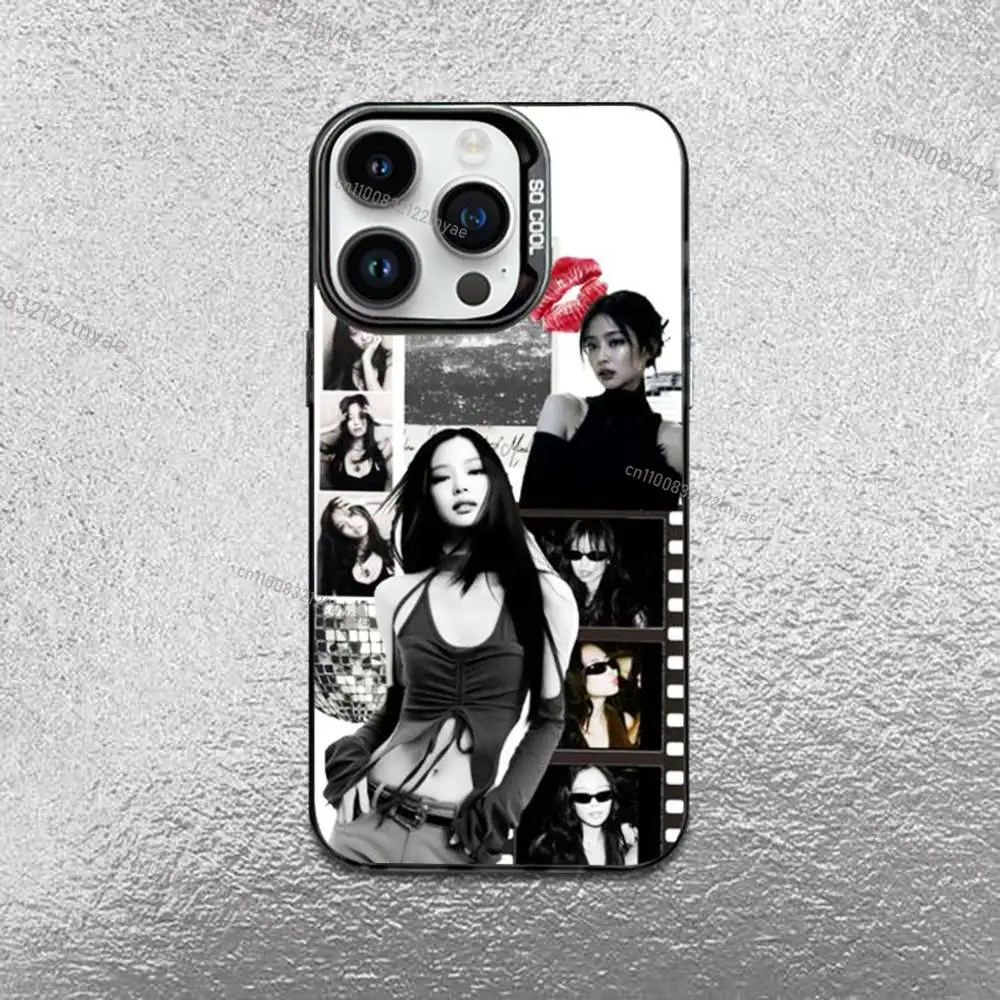 Singer Phone Case IMD For IPhone 17,16,15,14,13,12,11 Pro Max Plus J-JENNIE Color Silver Black Cover