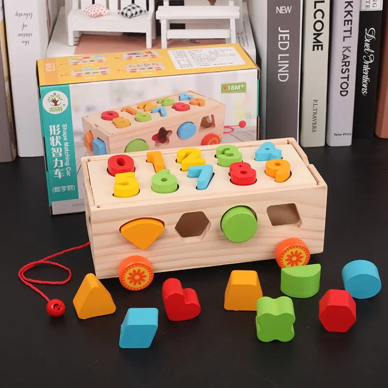 New Bricks Montessori Intelligence Box Geometric Shapes 3D Puzzle Early Education Three-Dimensional Wooden Paired Building Block