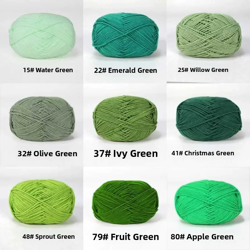 Hilo de Algodón de Leche Hecho a Mano, Bola Verde para Materiales de Muñecas, Pantuflas de Ganchillo, Bolsos, Manualidades de Invierno, Bufanda DIY, Hilo de Algodón