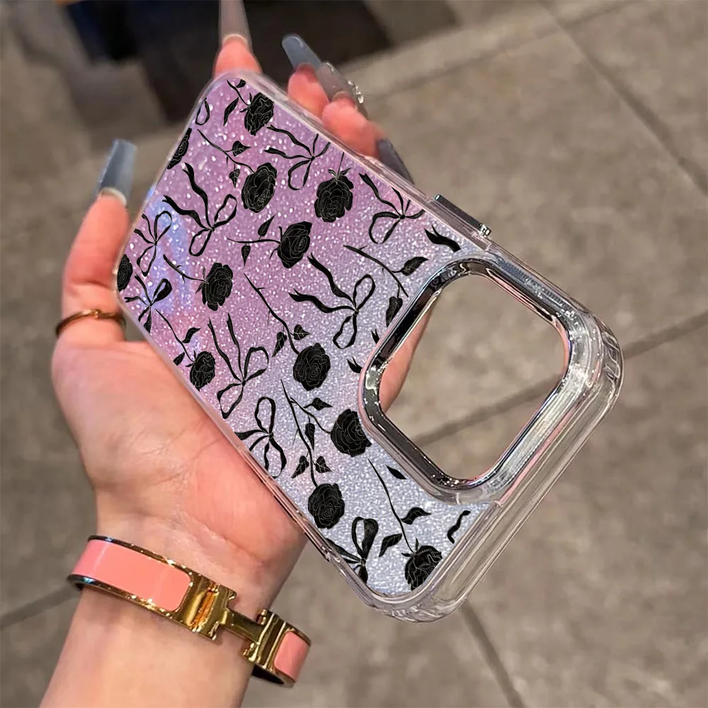 미스티 블랙 로즈 도금 투명 폰 케이스 (비보 Y39 Y29 Y04 Y38 Y28 Y19S Y03 Y78 Y36 Y17S Y100 Y75 Y22S Y02 4G 5G 용)