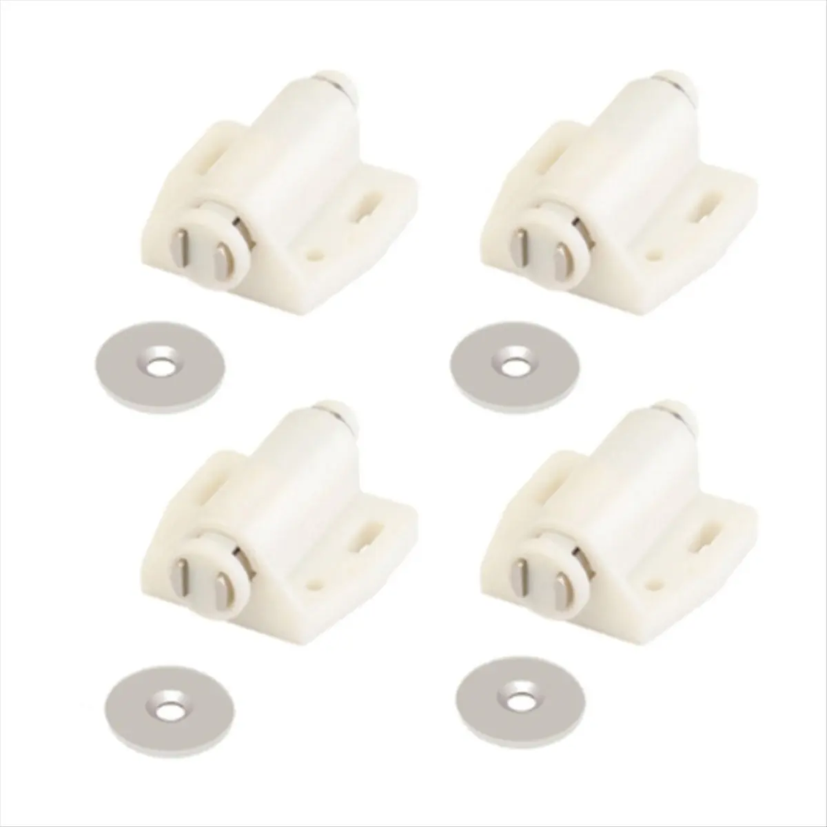 KSOL 4 Pack Single Magnet Cabinet Snap Furniture Door Rebounder Cabinet Wardrobe Door Closer White