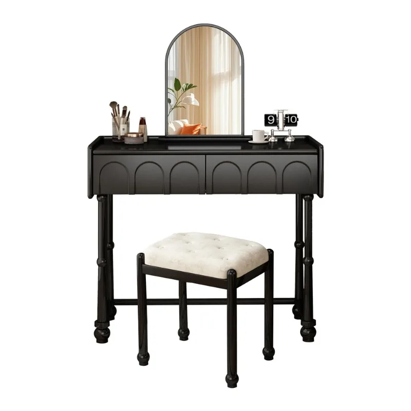 

Solid wood French piano dressing table 60cm medieval small black bedside dressing table French retro dressing table
