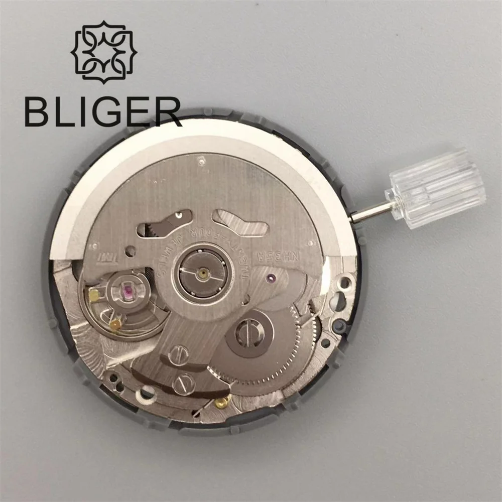 BLIGER 6 O'clock Date Position Japan NH35A Watch Movement High Accuracy Mechanical Automatic Black Blue Green White Datewheel