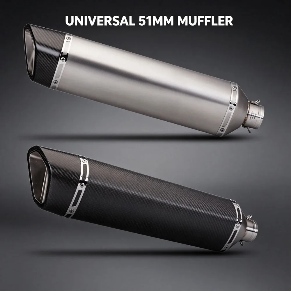 Motorcycle Exhaust Tail Tube Kit Universal 51MM Interface SR1-R Escape Muffler For NINJA400 R3 Z900 S1000RR MT07 DUKE390 R1