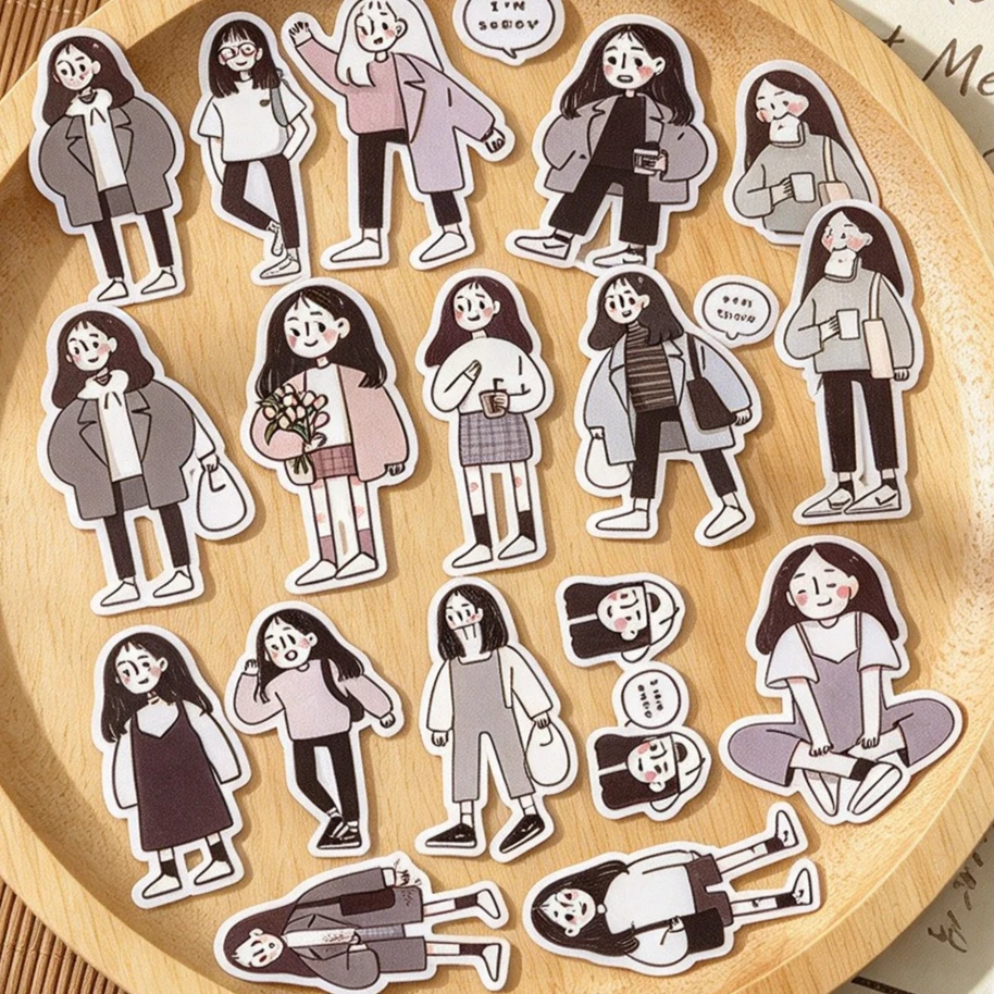 17pcs Cute Girls Hand Account Stickers  Intern Hand Account Photo Album Sticker DIY Material Package After Work stationery