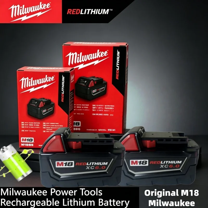 

Genuine Milwaukee 18650 M18 6Ah 18V Battery M18B6 M18B5 Suitable for Milwaukee Power Tools Rechargeable Lithium Battery