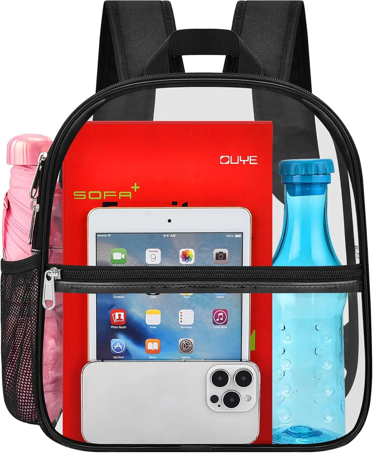 

Clear Backpack Stadium Approved, Clear Bag 12 x 6 x 11 in, Small Transparent Backpack for Concerts, Sports Events, Festivals, Wa
