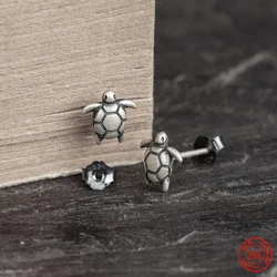 YIZIZAI Ocean Animal Tiny Sea Turtle Earring 100% 925 Sterling Silver Ear Studs for Women Men Anti Allergy Piercing Jewelry Gift