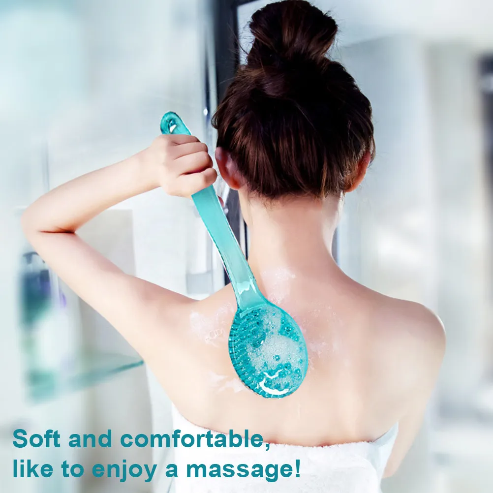 Blue Bath Brush Shower Exfoliating Body Brush with Massage Bristles Stimulating Soft Smooth Results 36x7.5x3cm
