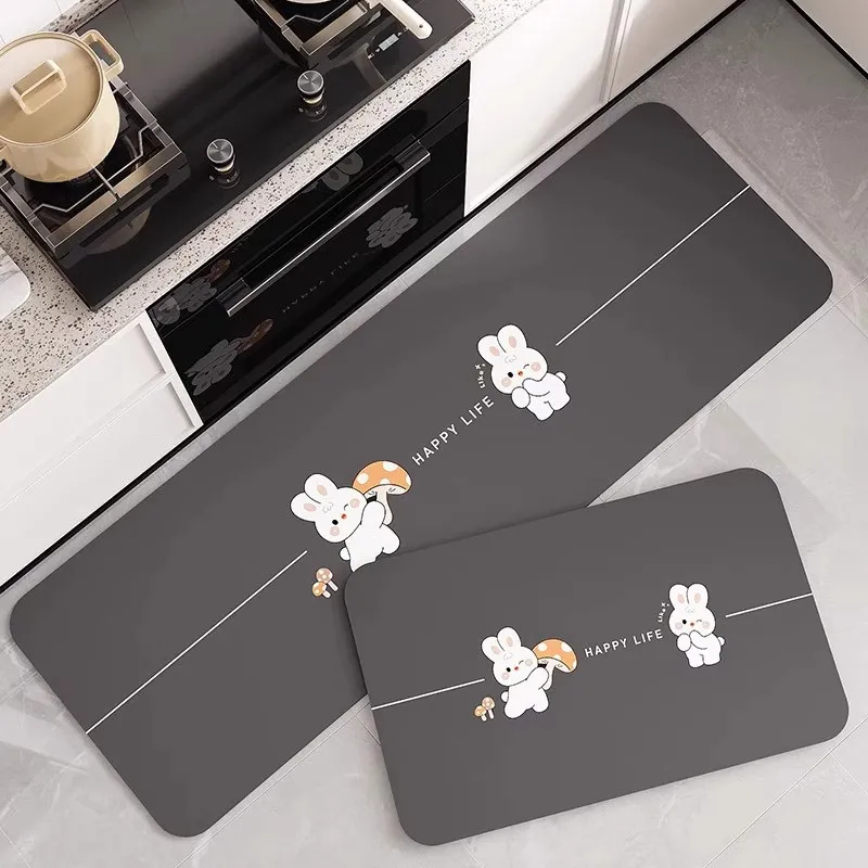 VIKAMA Chef Bear Kitchen Carpet, Cute Cartoon Cooking Bear Design Non Slip Washable Anti Fatigue Long Runner Rug for Home