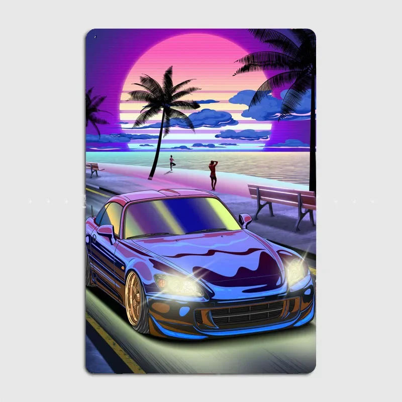 Classic Car Vintage  MR2 SW20 Racing Car Posters Metal Sign Automobile Club Garage Room Decor Tin Home Decor