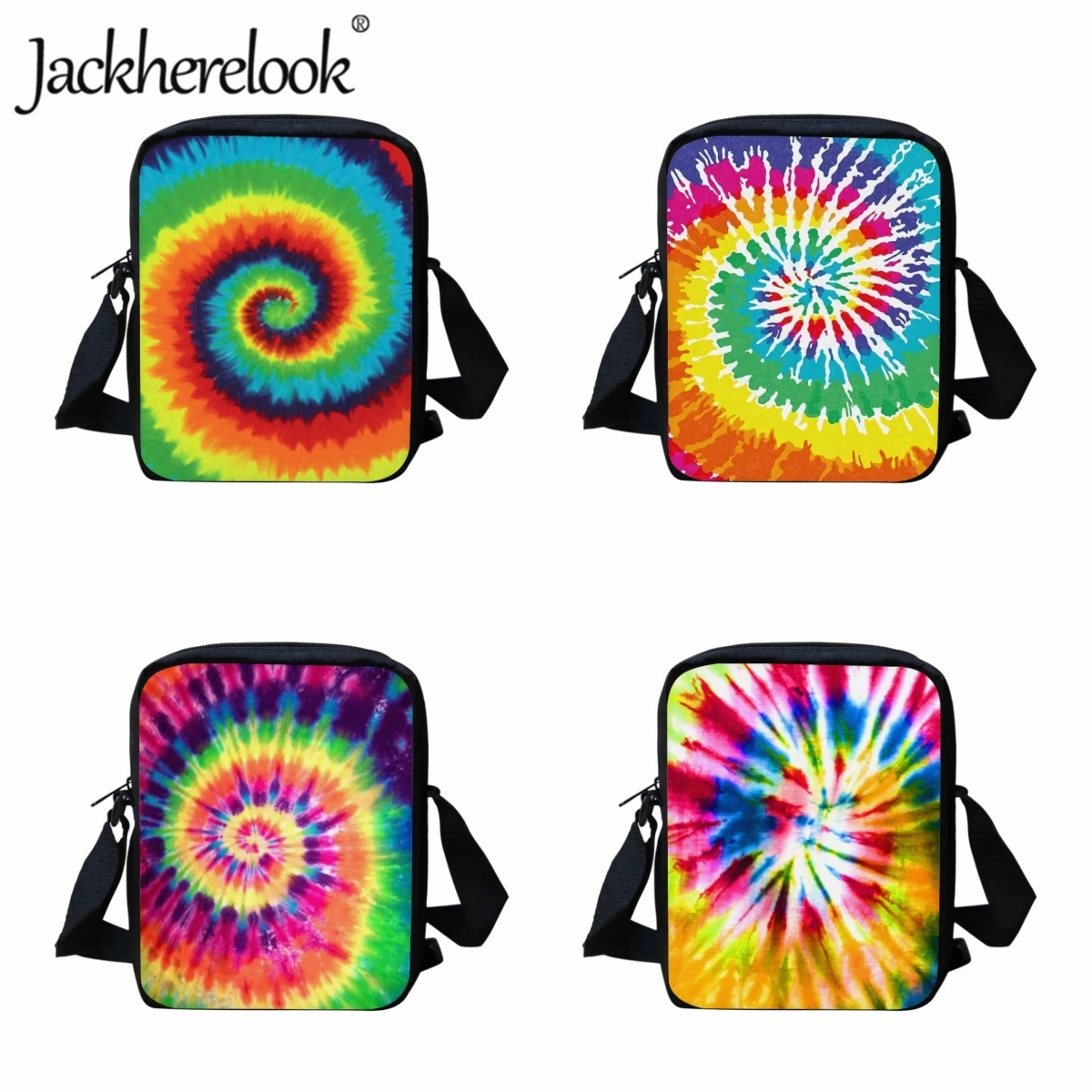 Jackherelook Girl's Crossbody Bags Fashion Colour Tie-Dyed Print Boy's Messenger Bag Trend School Bags Children Shoulder Bags